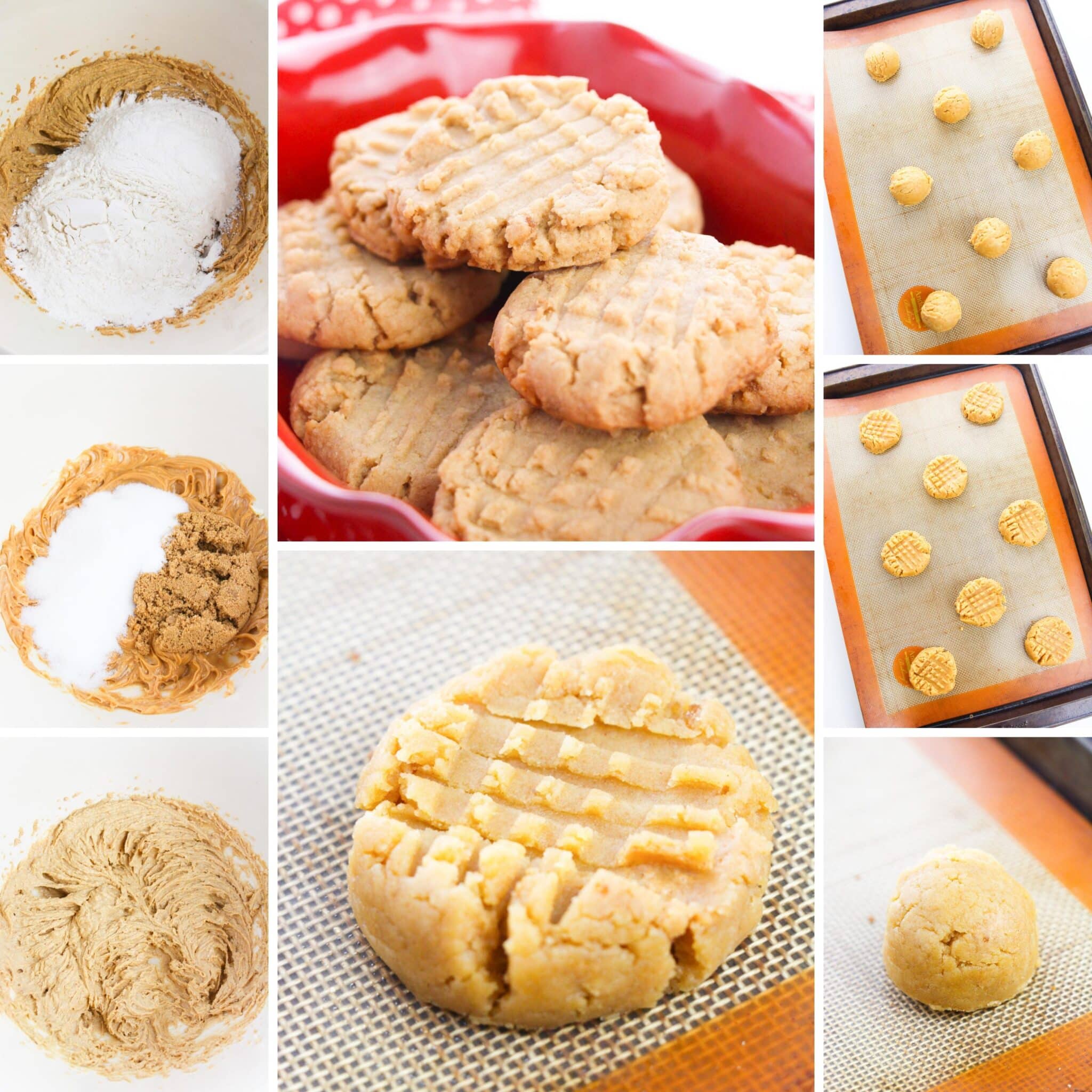 how to make easy vegan peanut butter cookies collage
