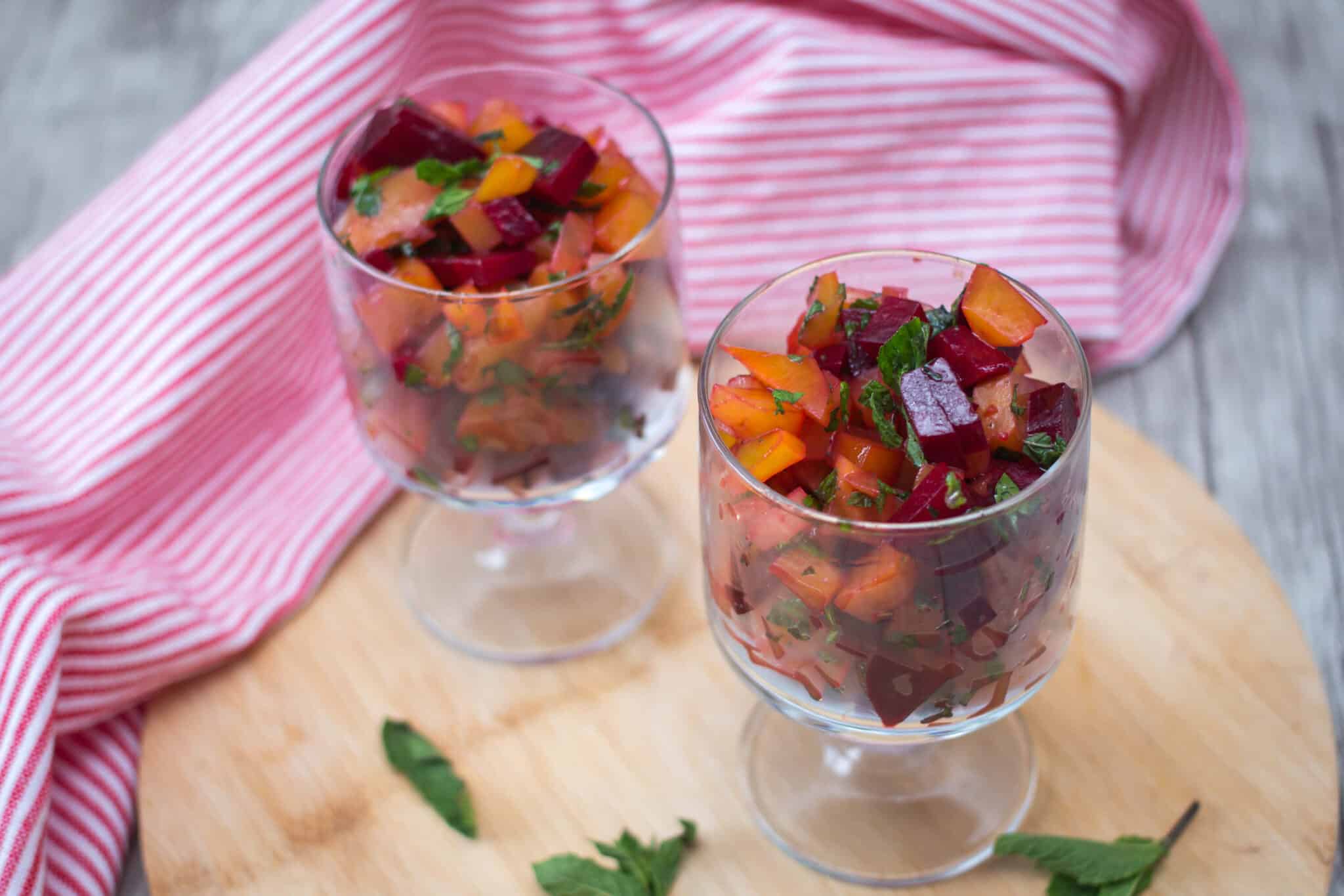 two jars of beets and mint tartar