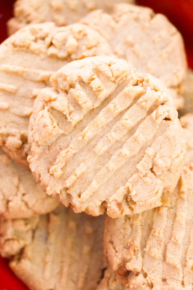 stack of easy vegan peanut butter cookies