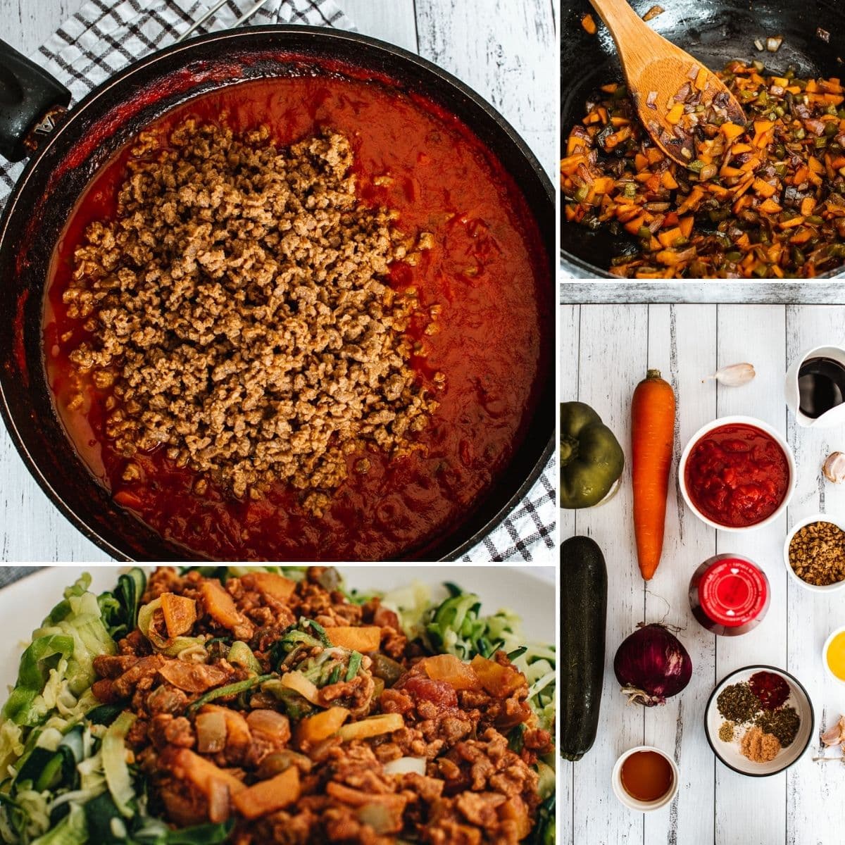 how to make Vegan Bolognese sauce collage