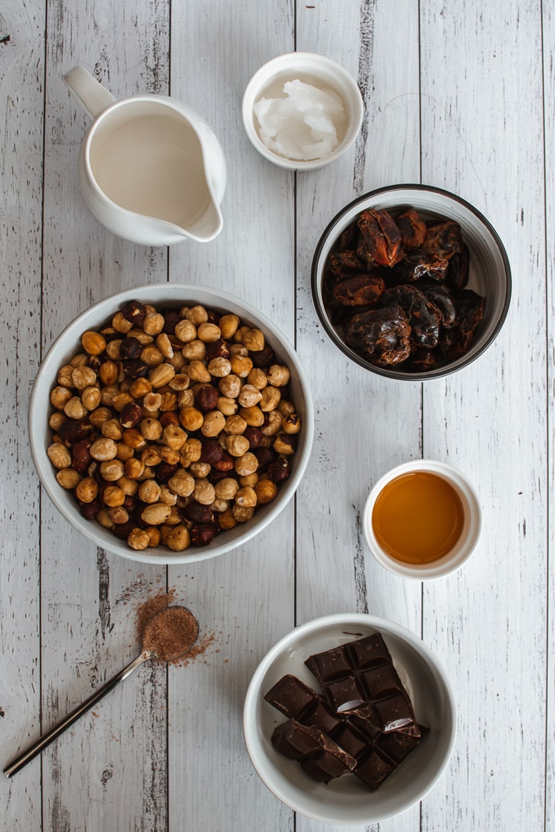 ingredients for homemade vegan nutella