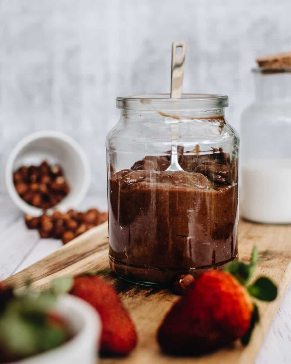 jar of homemade vegan nutella