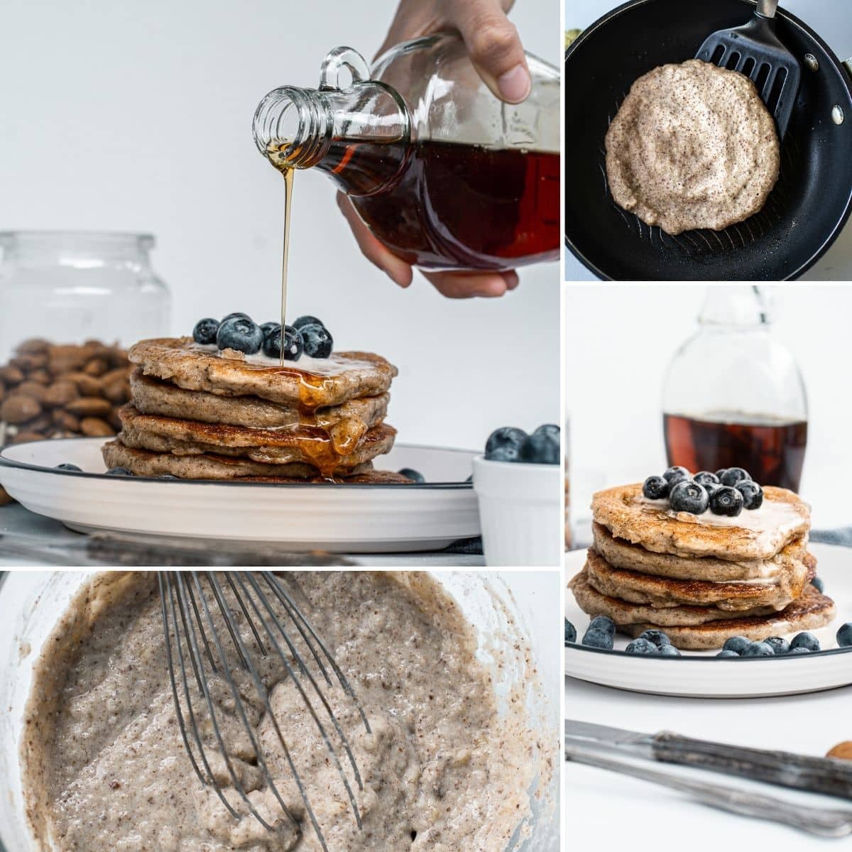 how to make vegan almond flour pancakes collage