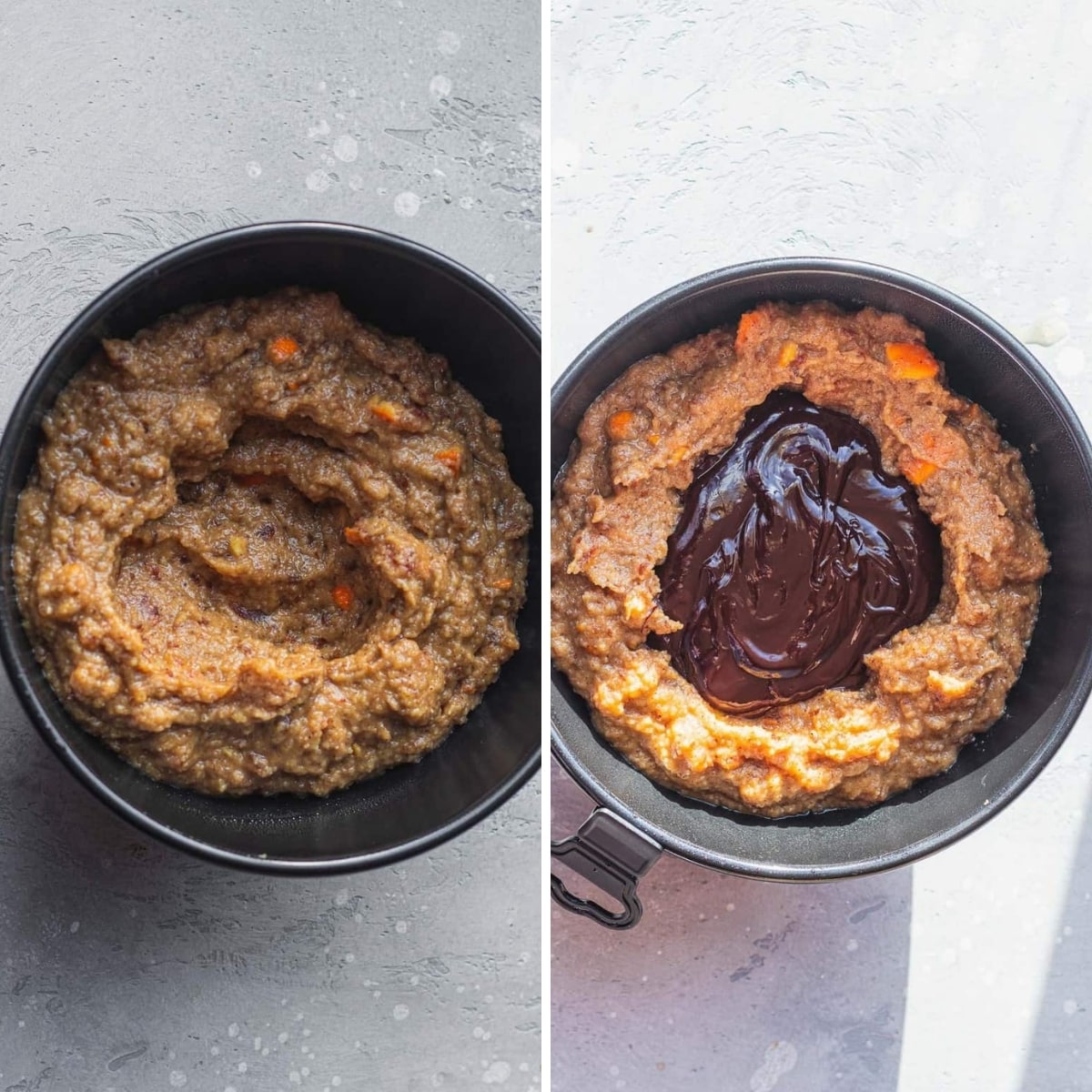 assembling the bread pudding in the pan