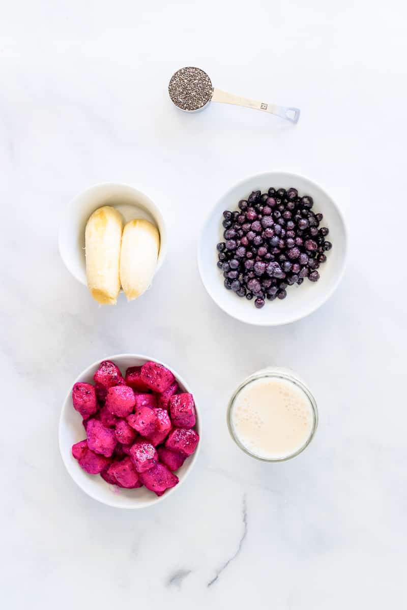 ingredients for dragon fruit smoothie