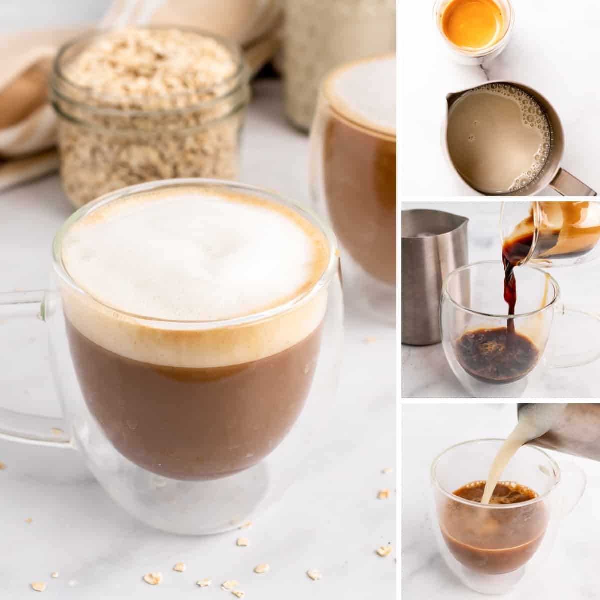 how to make oat milk latte collage