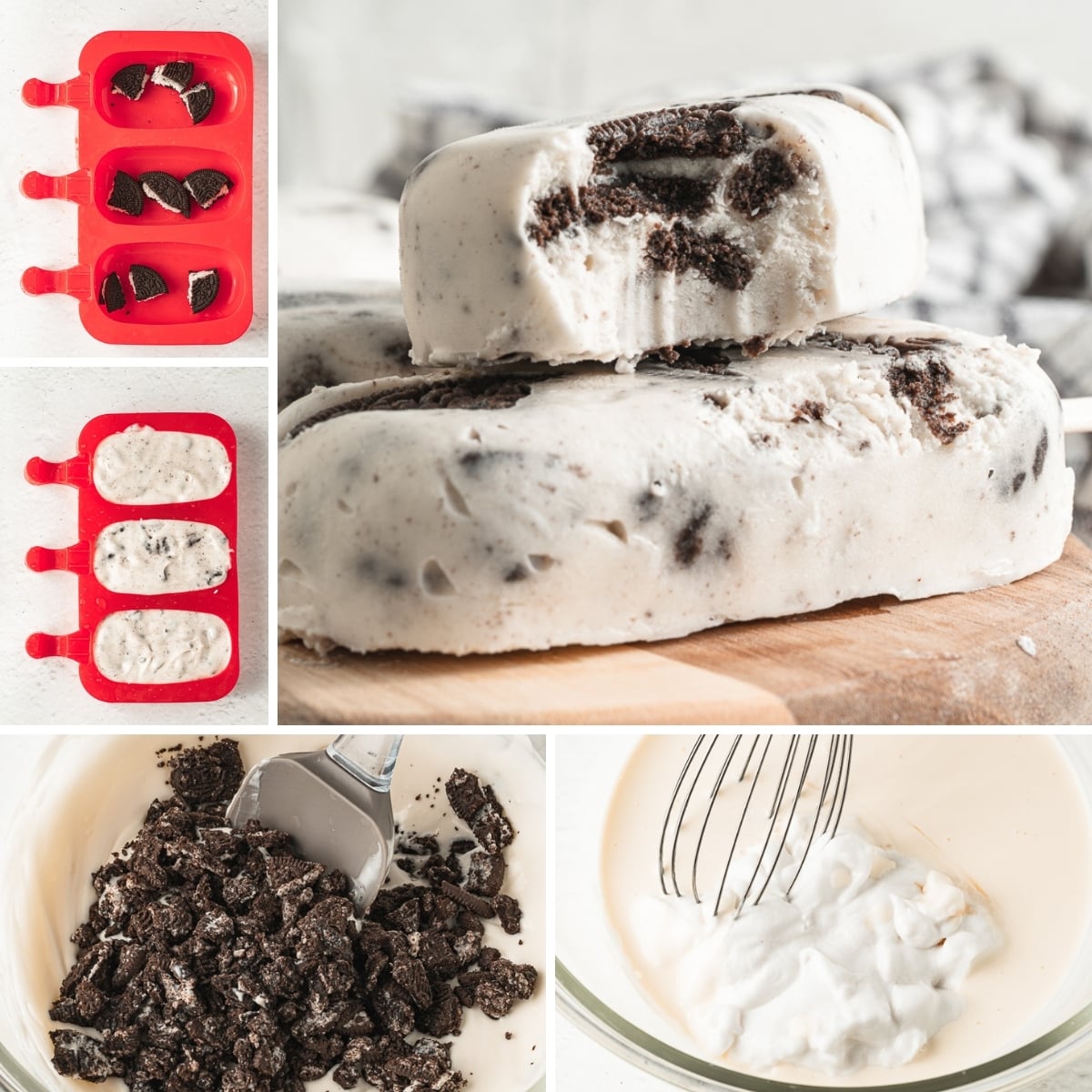 how to make cookies & cream vegan popsicles collage