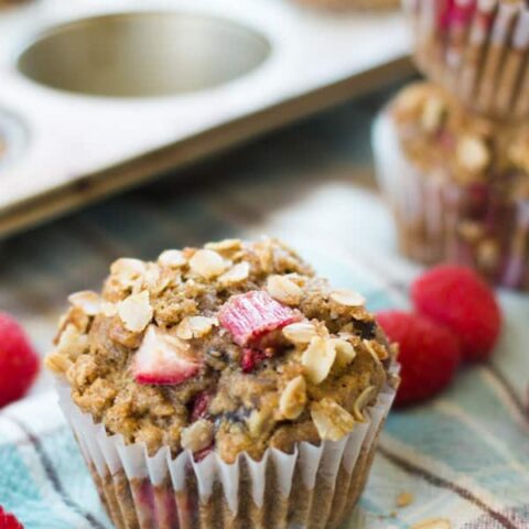 Raspberry Rhubarb Muffins