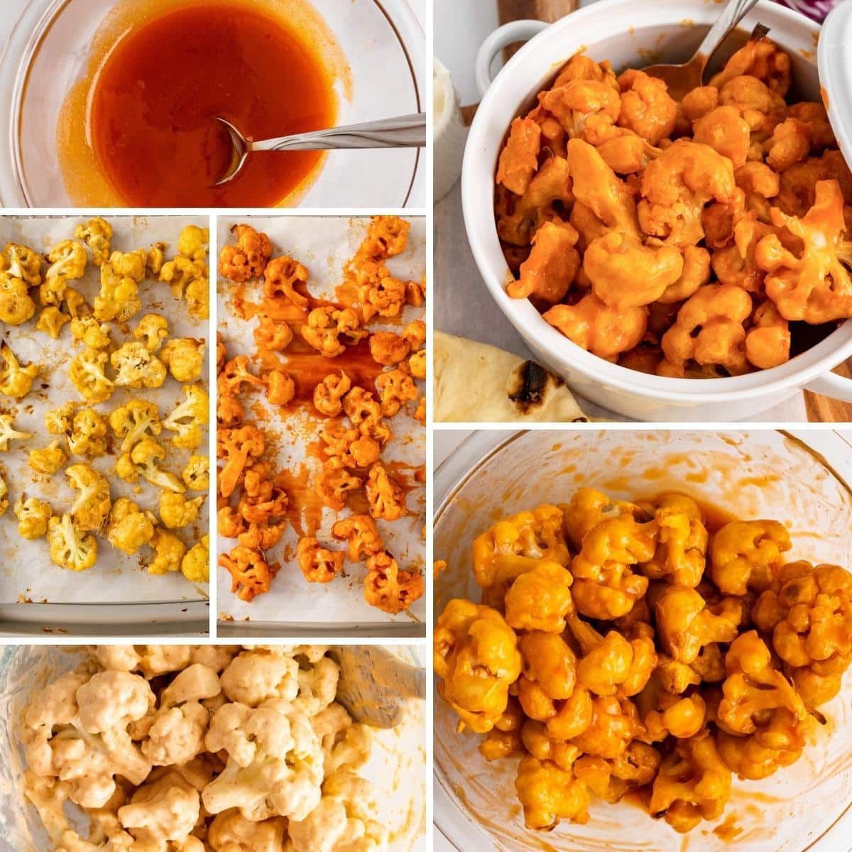 how to make vegan buffalo cauliflower collage