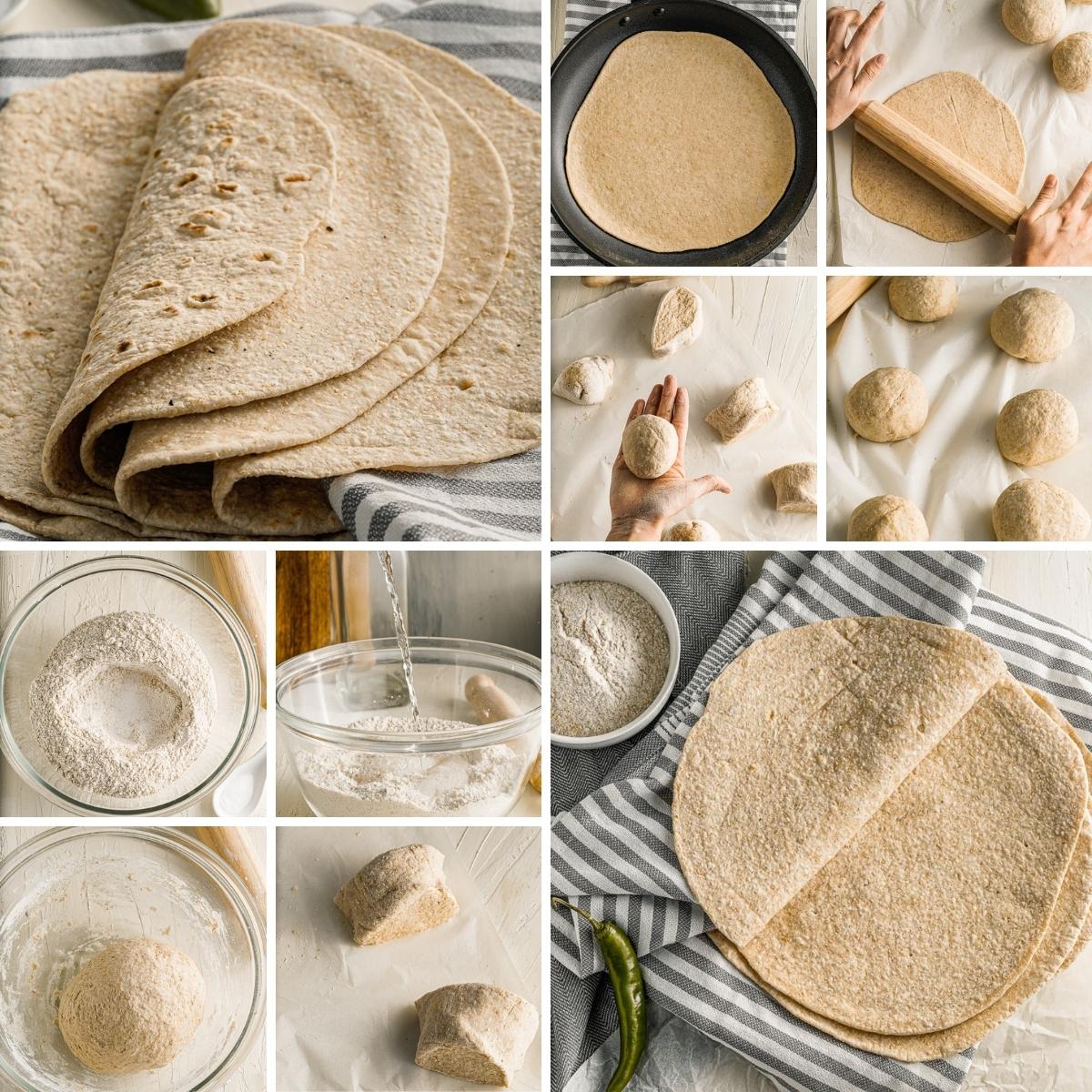 how to make homemade flour tortillas collage