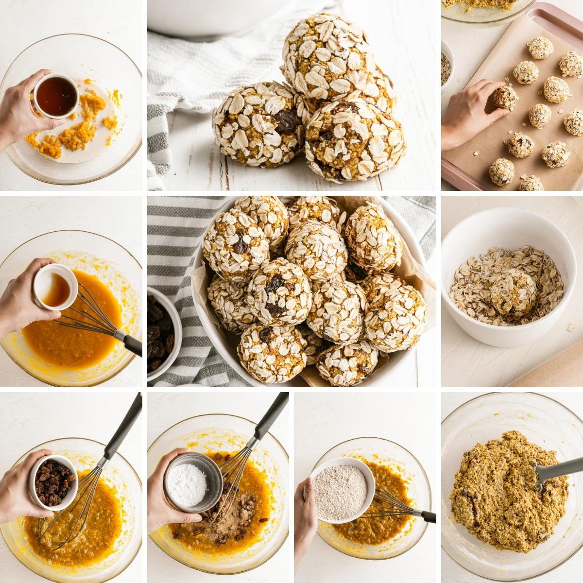 how to make pumpkin protein balls collage