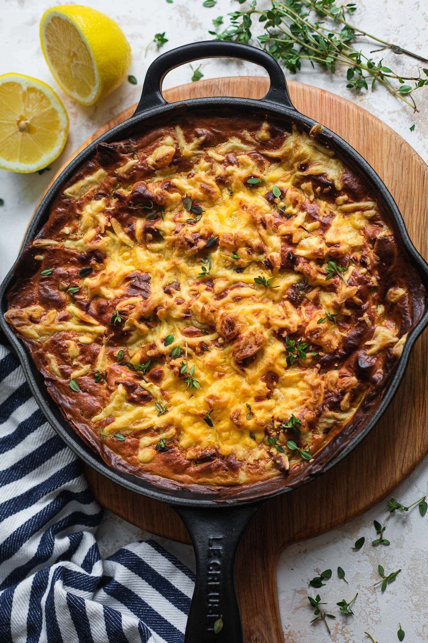 Cast iron skillet with cheesy vegan dip