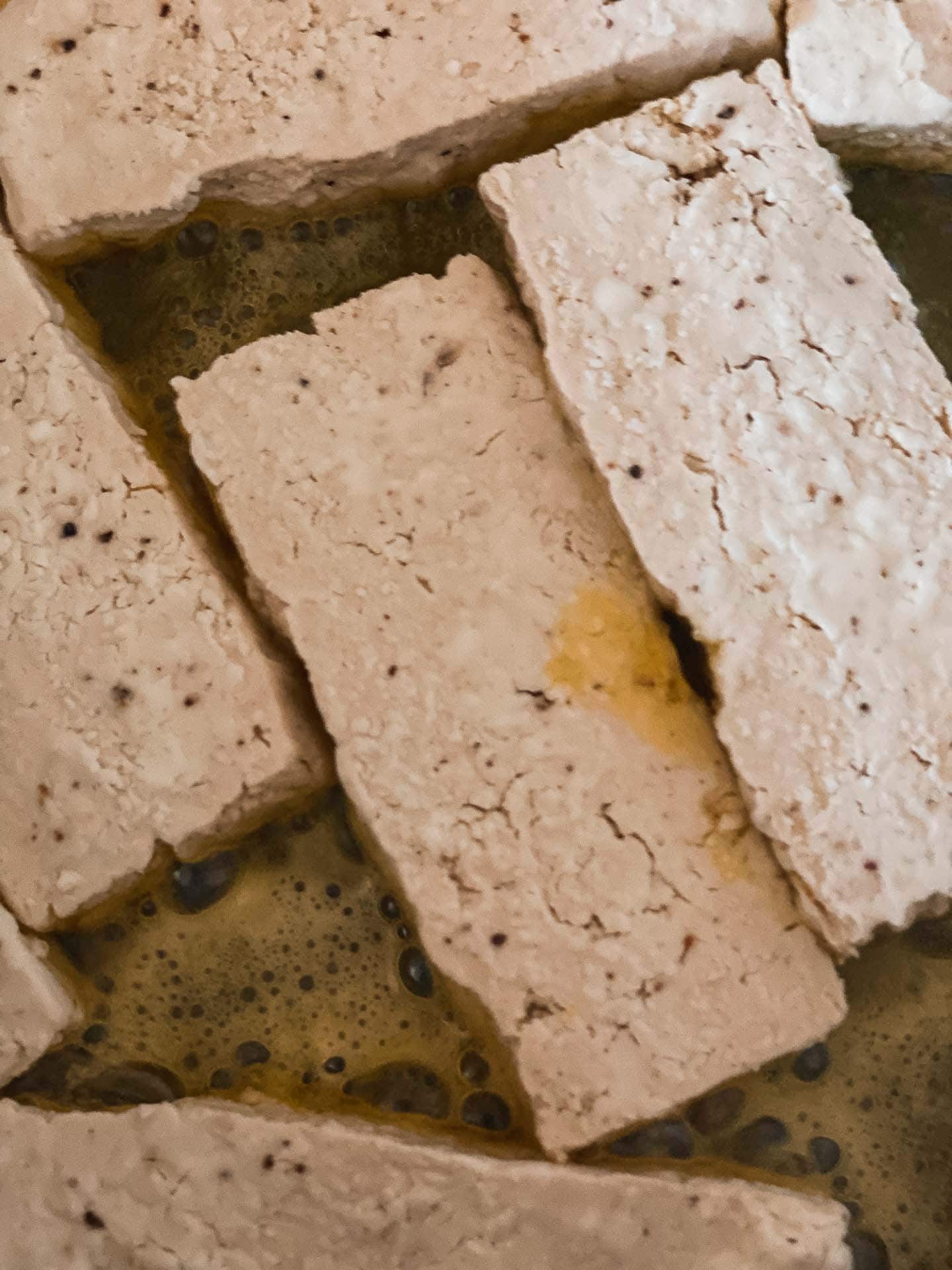 closeup of crispy tofu