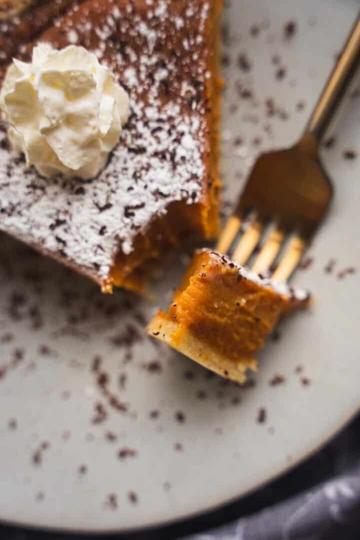 Closeup of vegan pumpkin pie