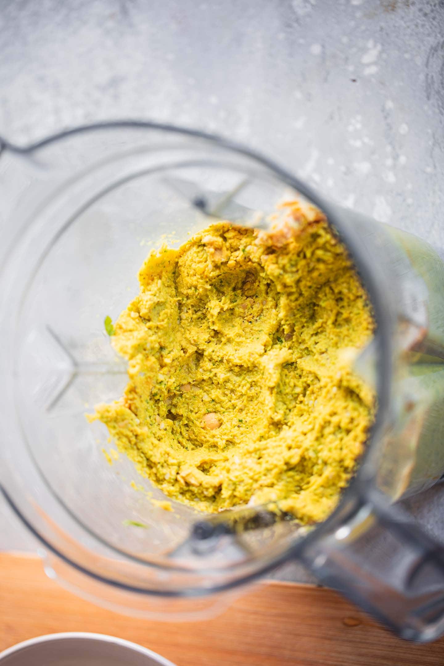 Falafel mixture in a blender