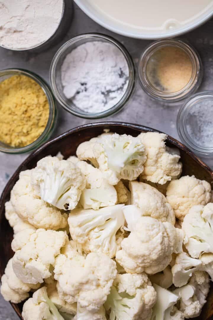 Ingredients for crispy vegan cauliflower wings