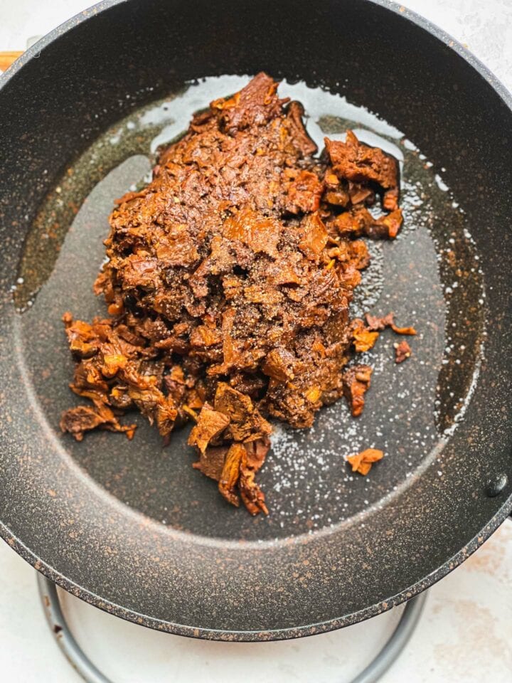 Porcini mushrooms in a frying pan