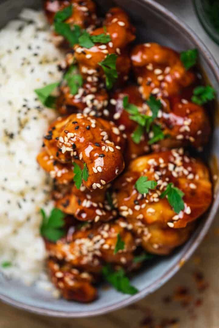 Sticky sesame cauliflower vegan recipe