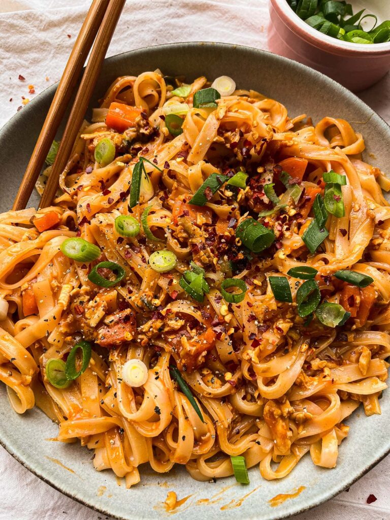 noodles with flaked tofu that makes a good substitute for smoked salmon