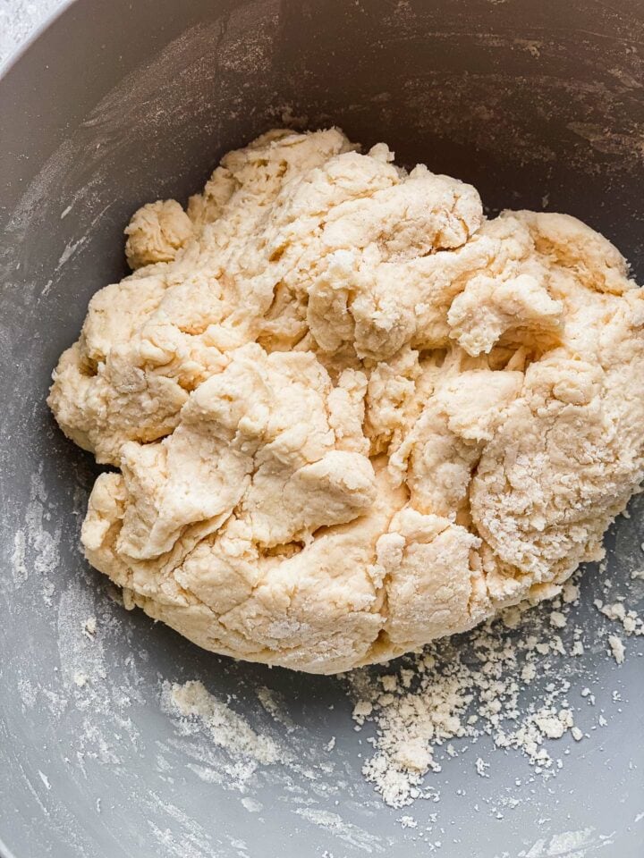 Vegan biscuit dough in a bowl
