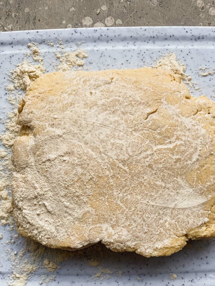 Vegan biscuit dough on a board