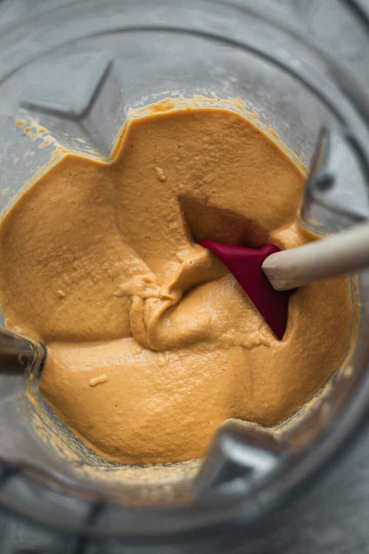 Vegan cheese sauce in a blender