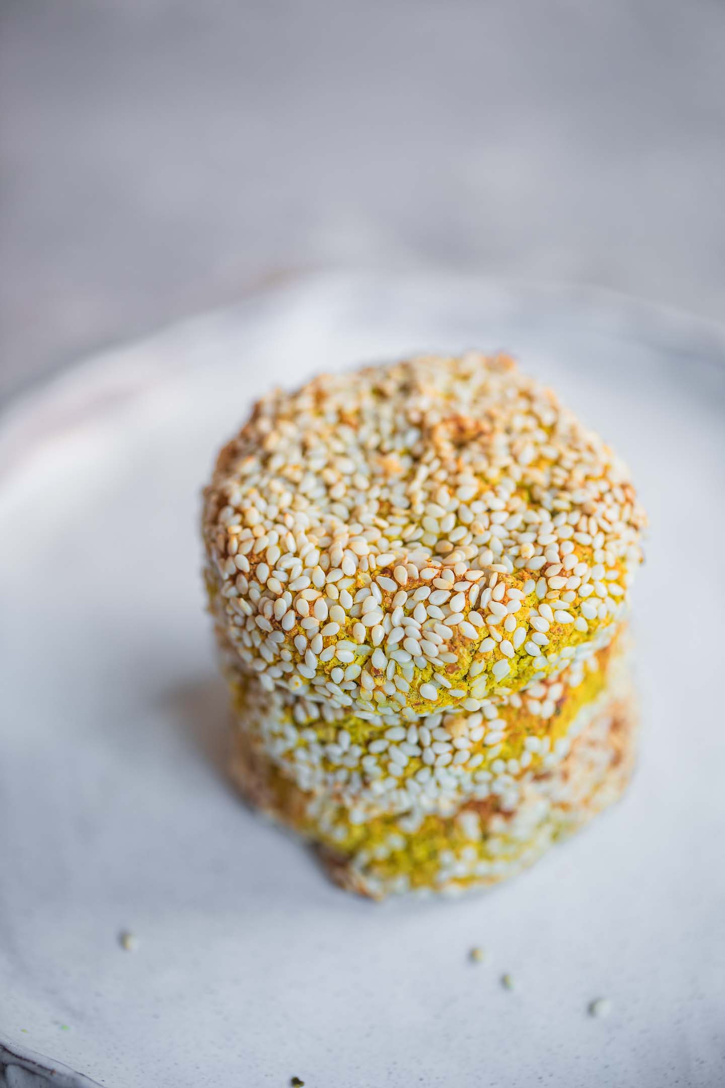 Vegan falafel with sesame seeds on a plate