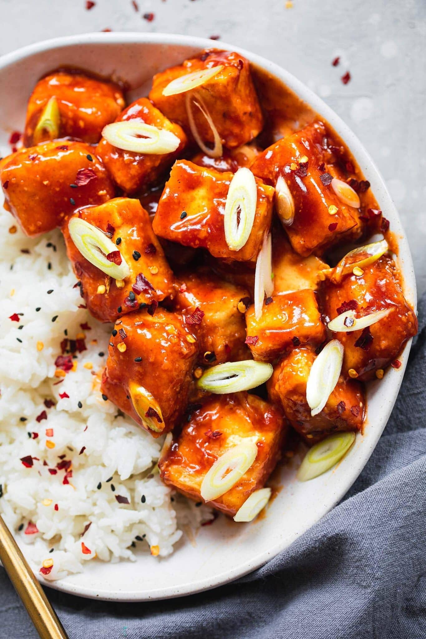 bbq tofu made with extra firm tofu cubes