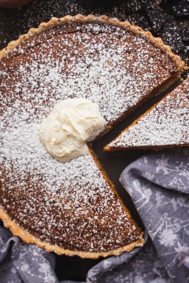 Vegan pie on a baking tray