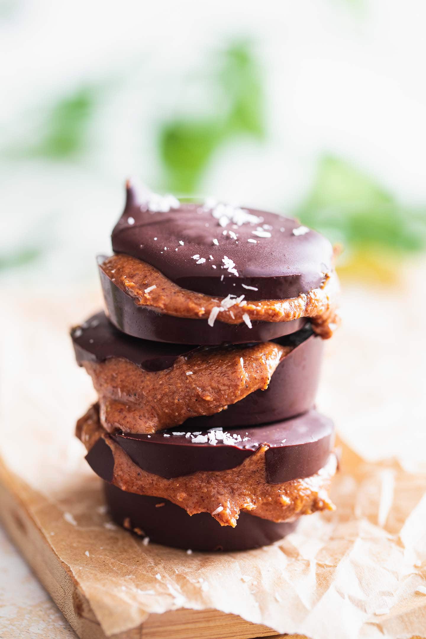 Vegan snacks with chocolate and peanut butter