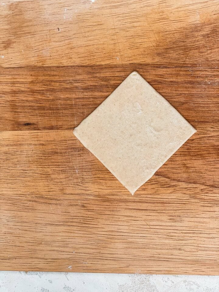 Wonton wrapper on a wooden board