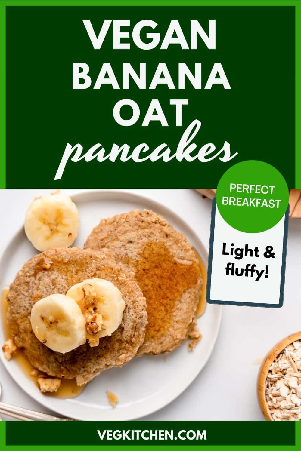 Vegan Banana Oat Pancakes Vegan recipes by VegKitchen Sustainable