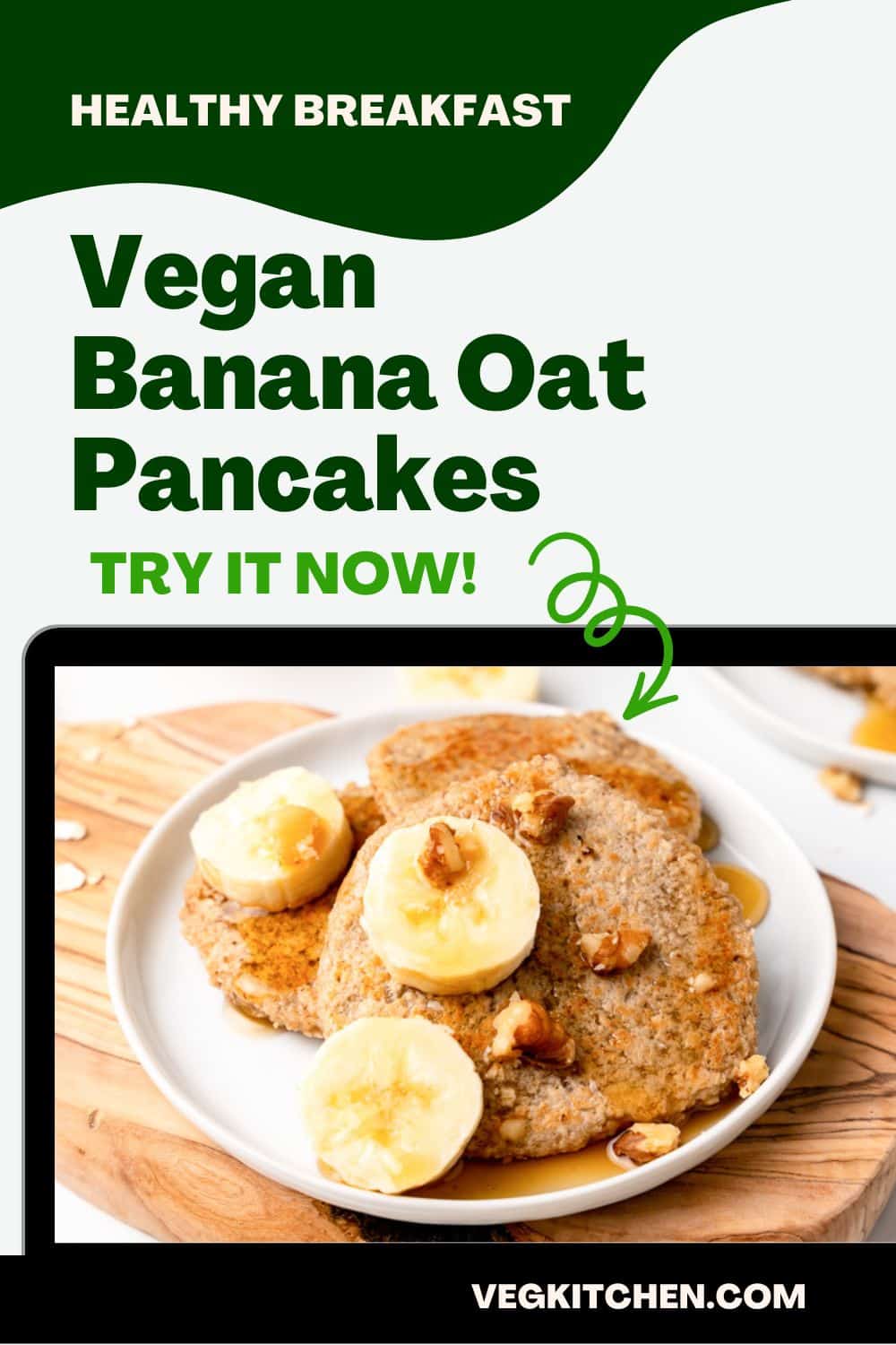 Vegan Banana Oat Pancakes Vegan recipes by VegKitchen Sustainable
