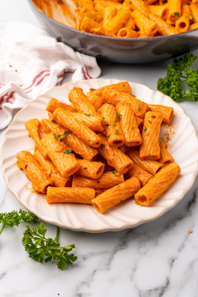 plate of vegan vodka pasta