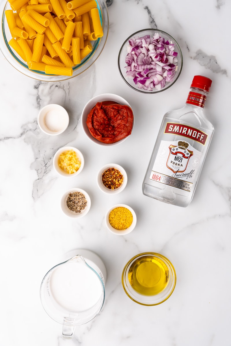 ingredients for vegan vodka pasta