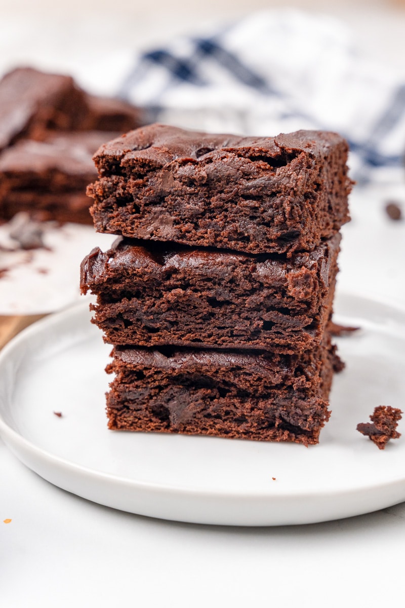 stack of vegan avocado brownies