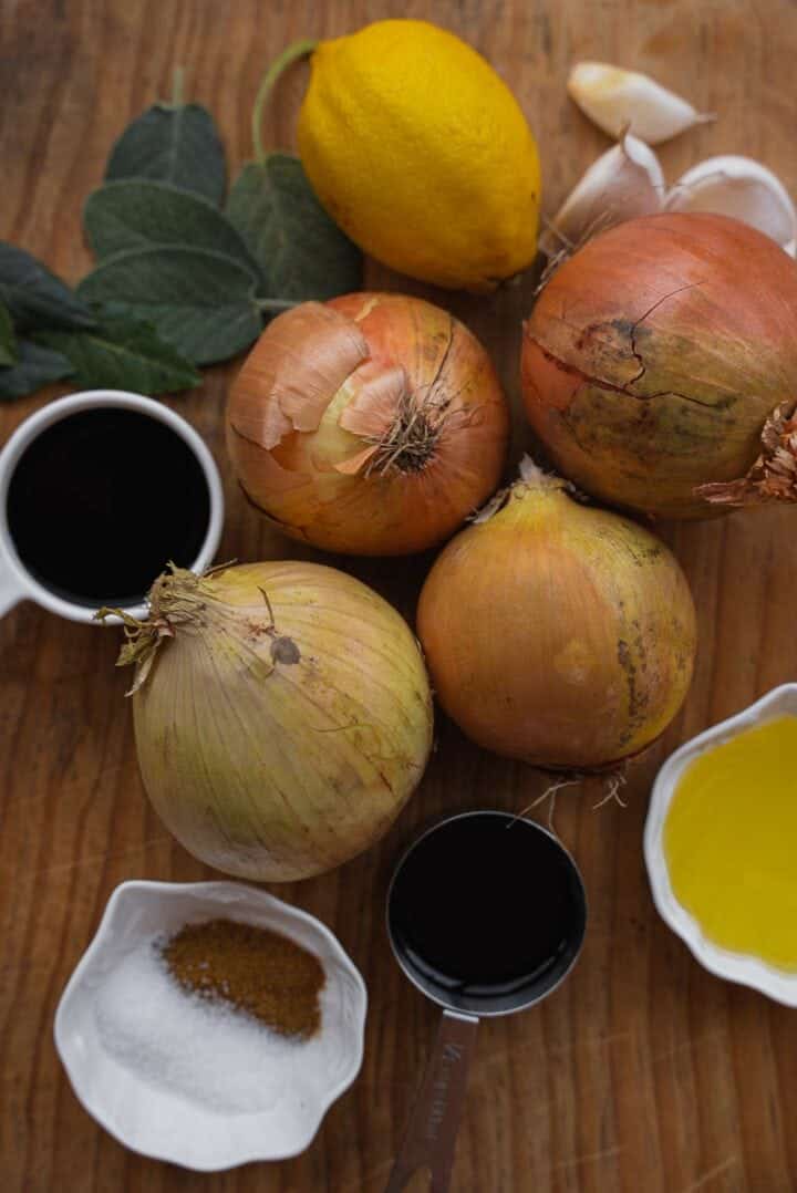 Ingredients for vegan French onion soup