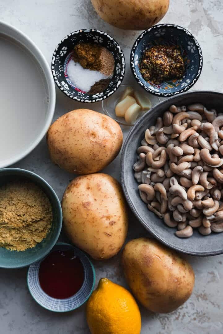 Ingredients for vegan scalloped potatoes