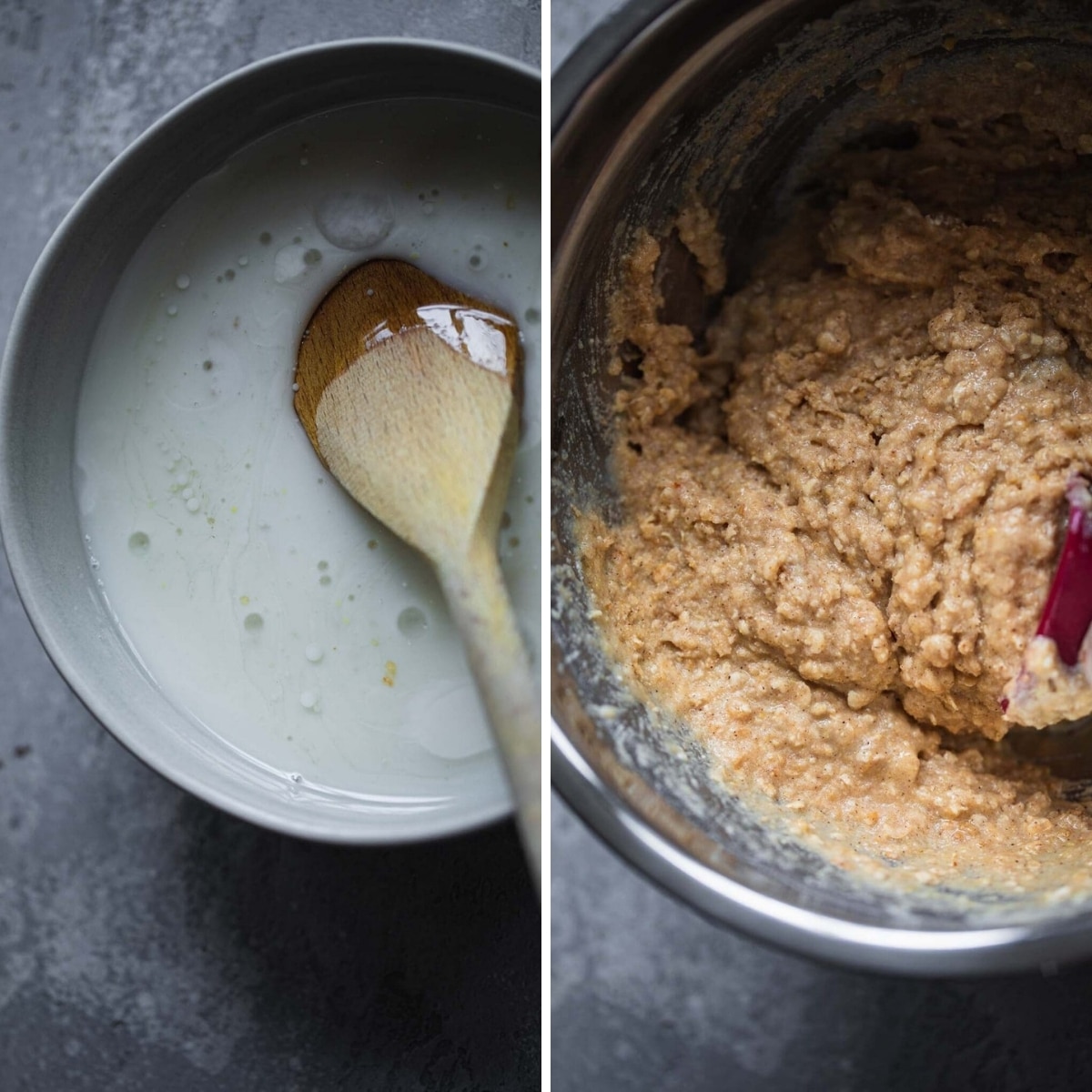 mixing the muffin batter