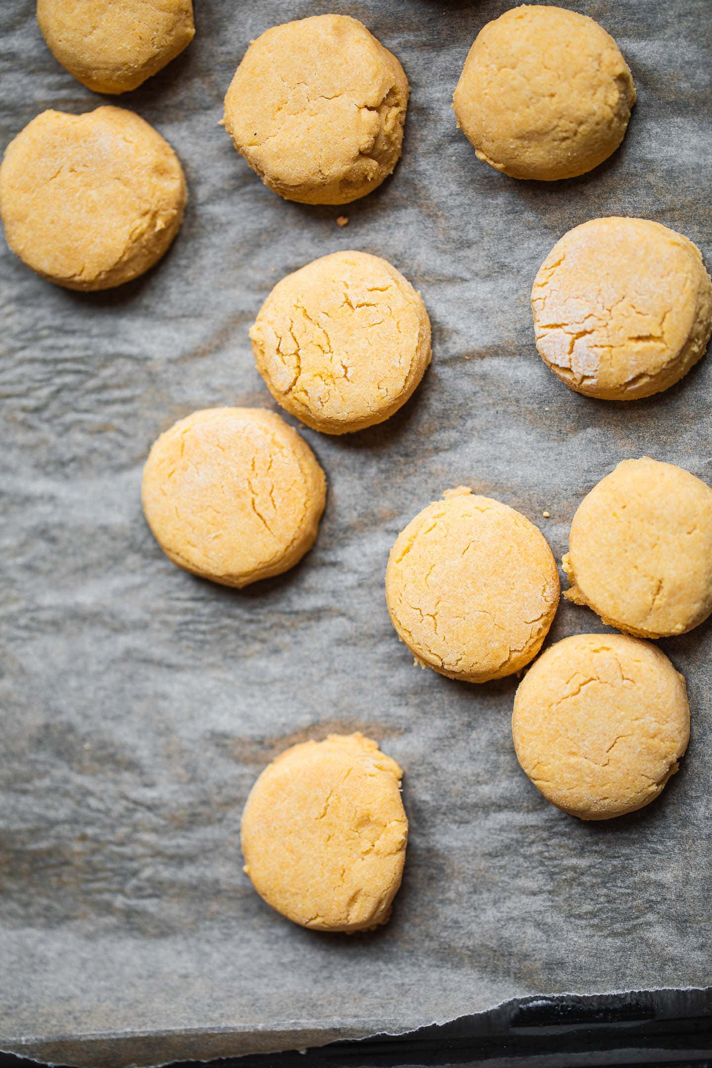Vegan biscuits on a baking tray