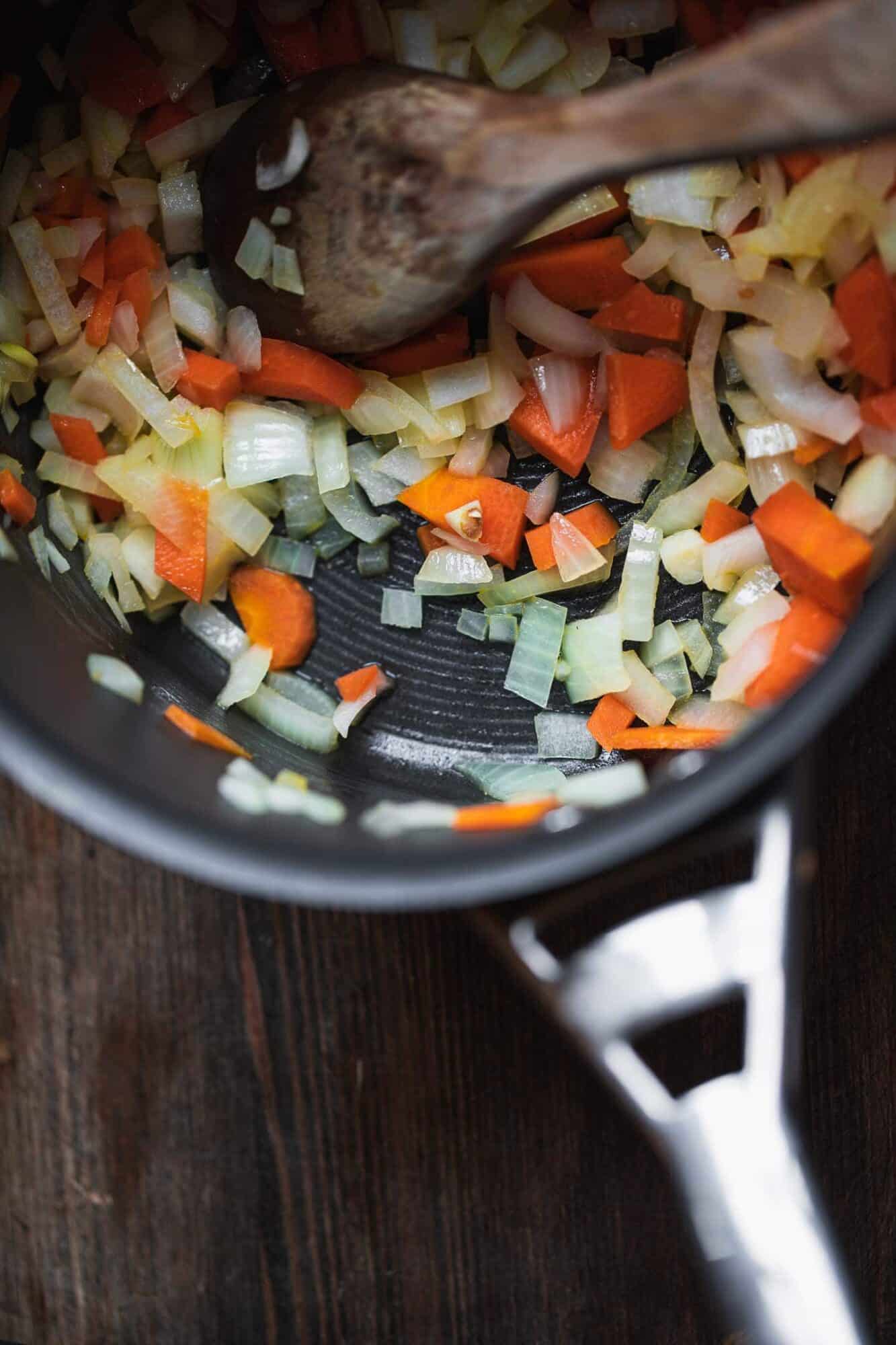 Vegetables in a saucepan