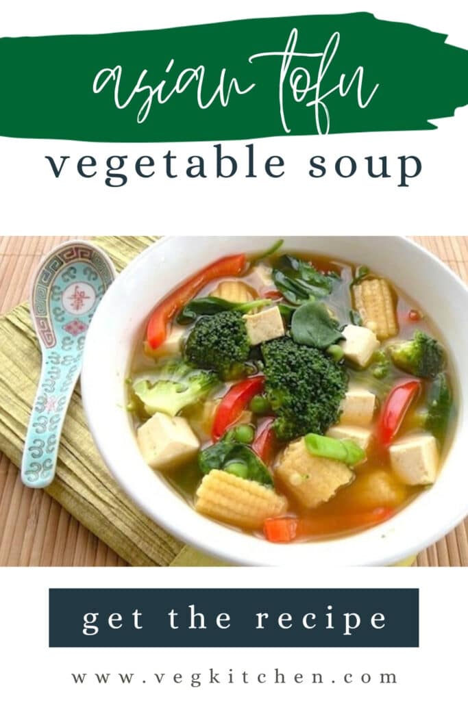 Asian tofu vegetable soup Pinterest pin