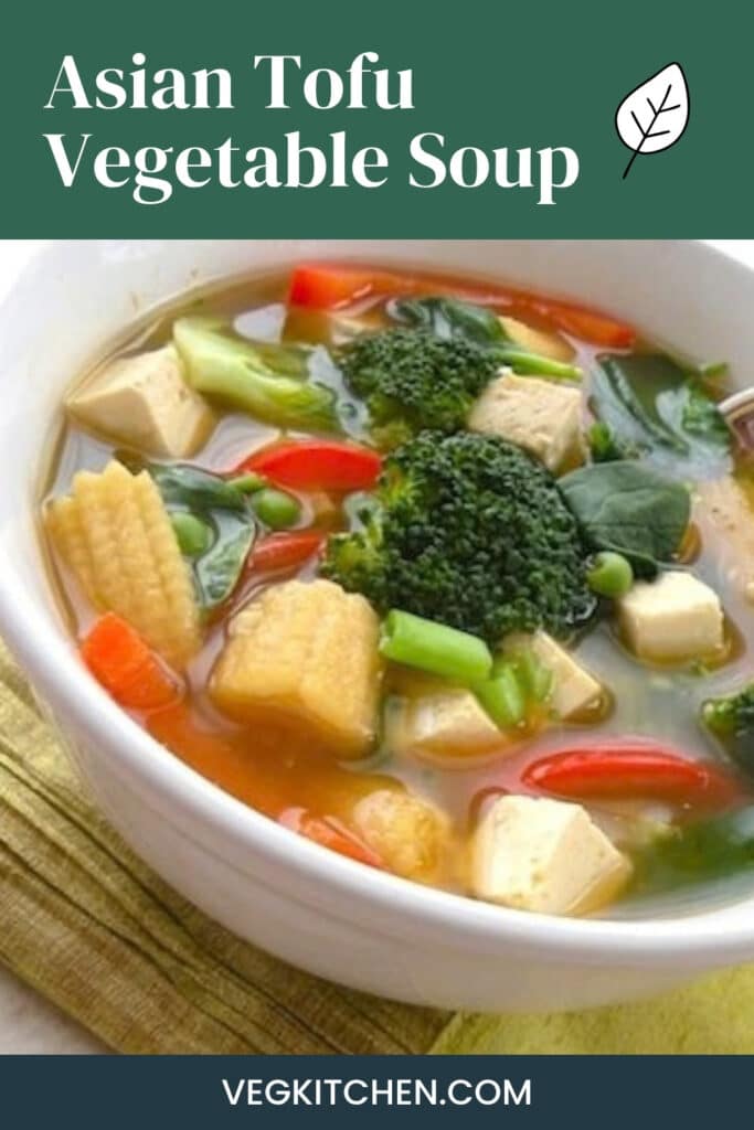 Asian tofu vegetable soup Pinterest pin