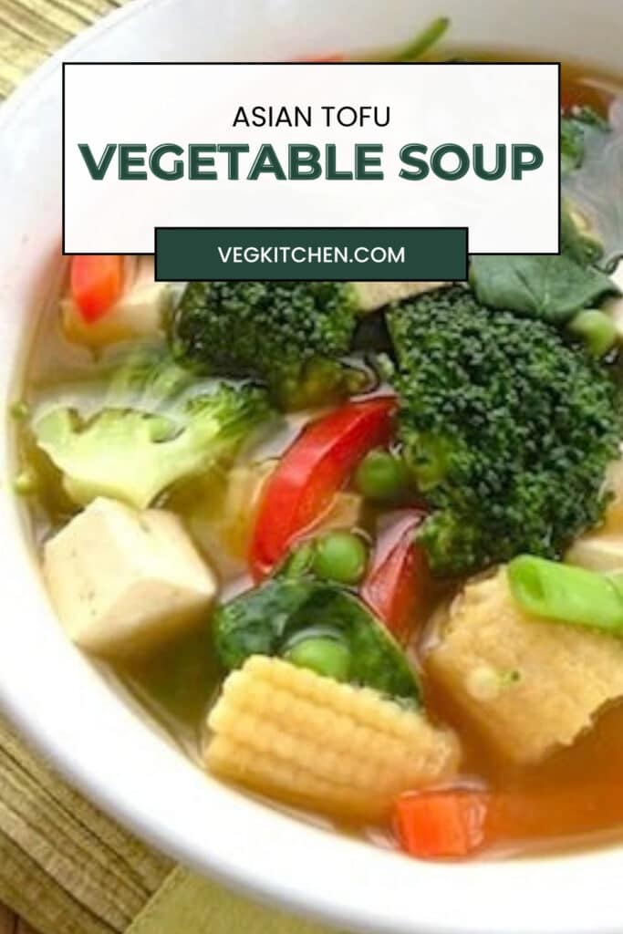 Asian tofu vegetable soup Pinterest pin