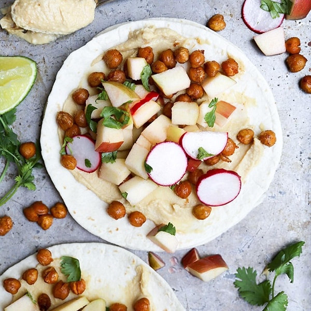 Spiced Chickpea Tacos with Apple-Radish Slaw