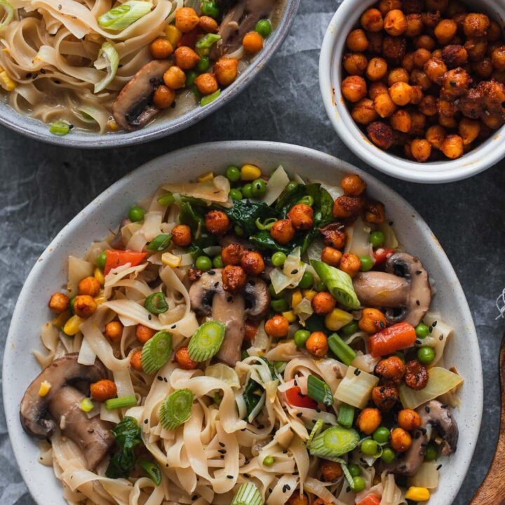 Noodle Soup With Roasted Chickpeas