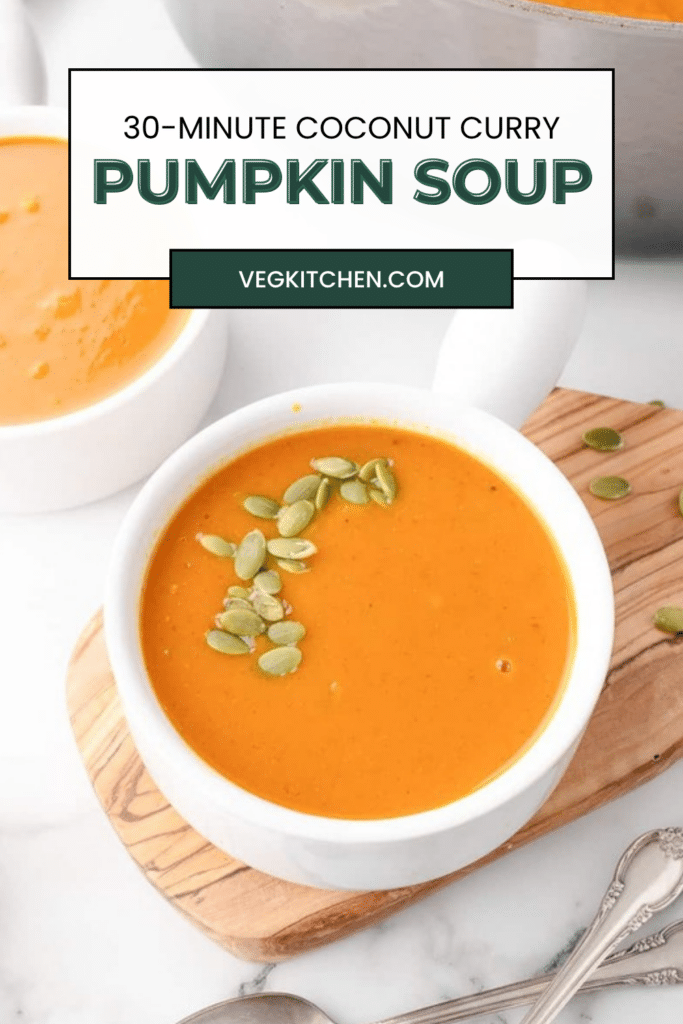 30-Minute Coconut Curry Pumpkin Soup - vegan recipe from VegKitchen