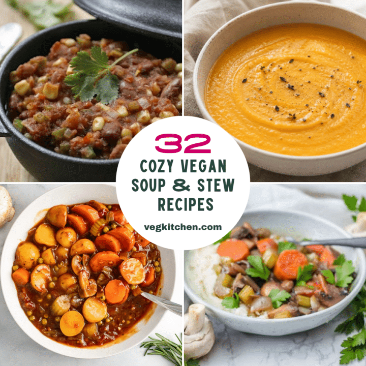 Cozy Vegan Soups for Fall and Winter collage featured image