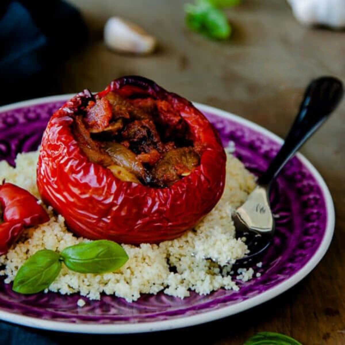 Easy Vegan Stuffed Peppers - photo courtesy of Oh My Veggies