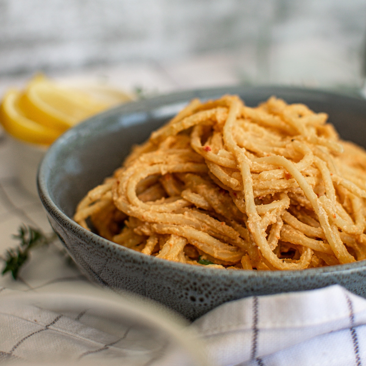 Vegan Creamy Roasted Red Pepper Pasta - photo courtesy of Oh My Veggies